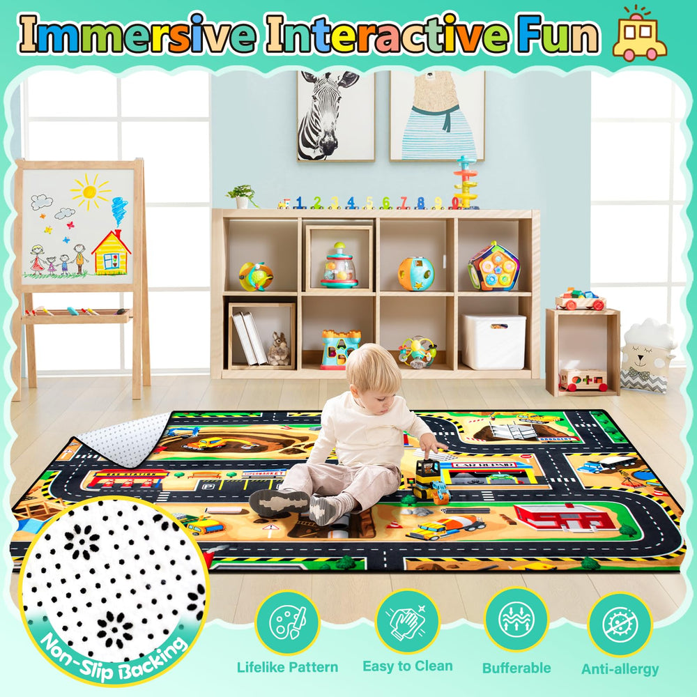 Diysani kids-play-mat car detail highlights vibrant colors for imaginative play