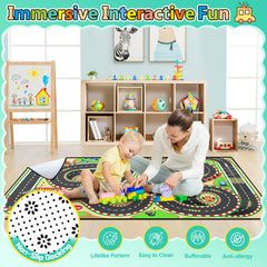 Diysani kids rug 3D cascading route adds depth for immersive play sessions.