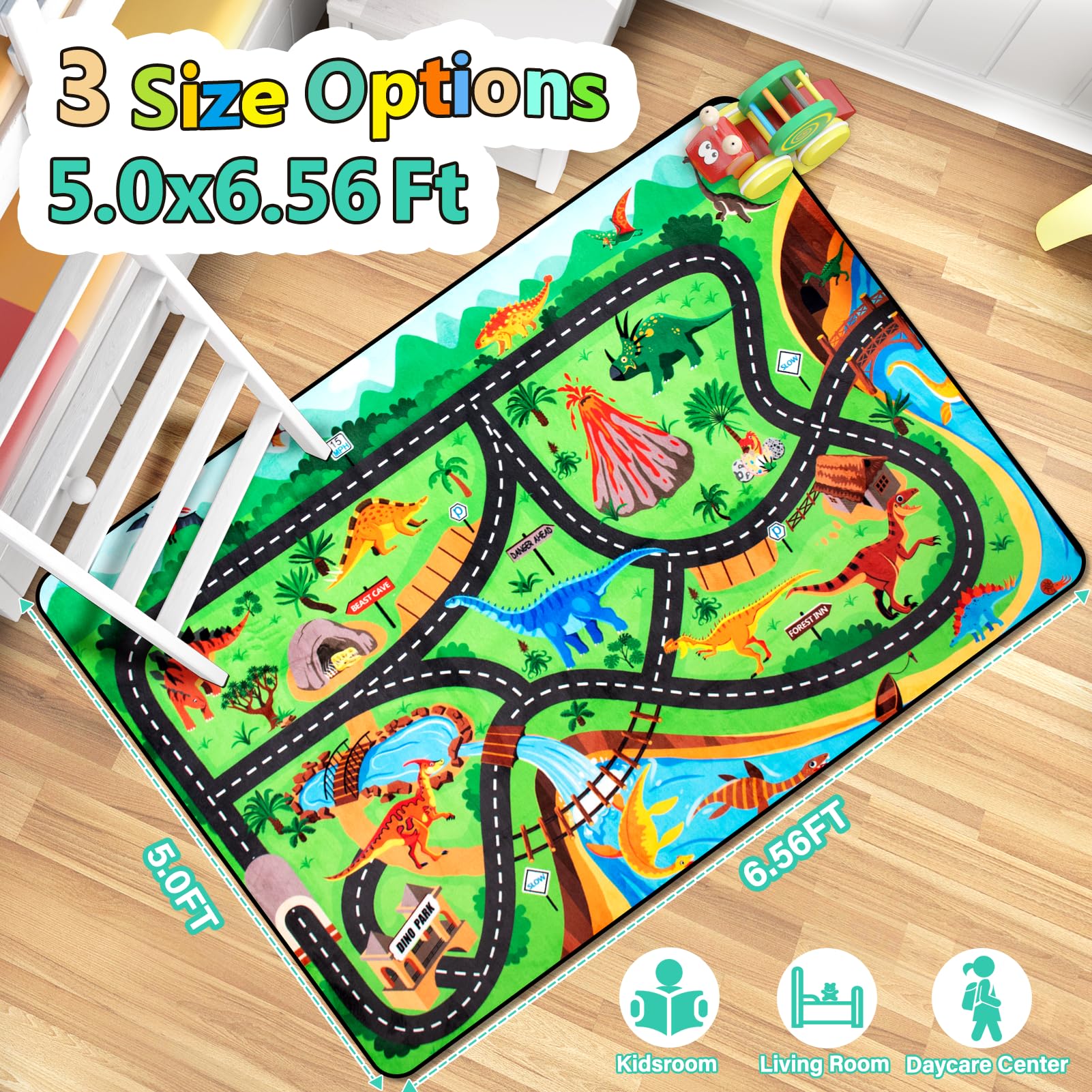 Diysani Kids rug machine-washable makes cleanup quick after snack time and messy crafts.