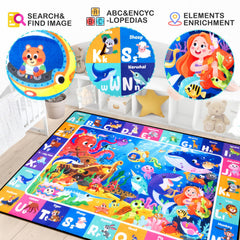Diysani Ocean ABC Rug non-slip back enhances safety on hard floors