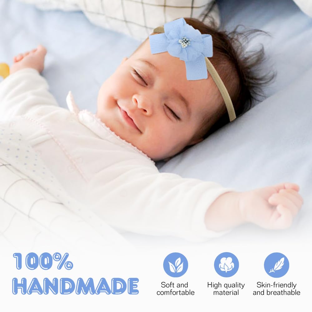 Dizila floral lace headband with decorative flowers and bows for dress-up days.