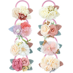 Dizila pearl detail flower hair ties in pink and ivory for secure, cute styling