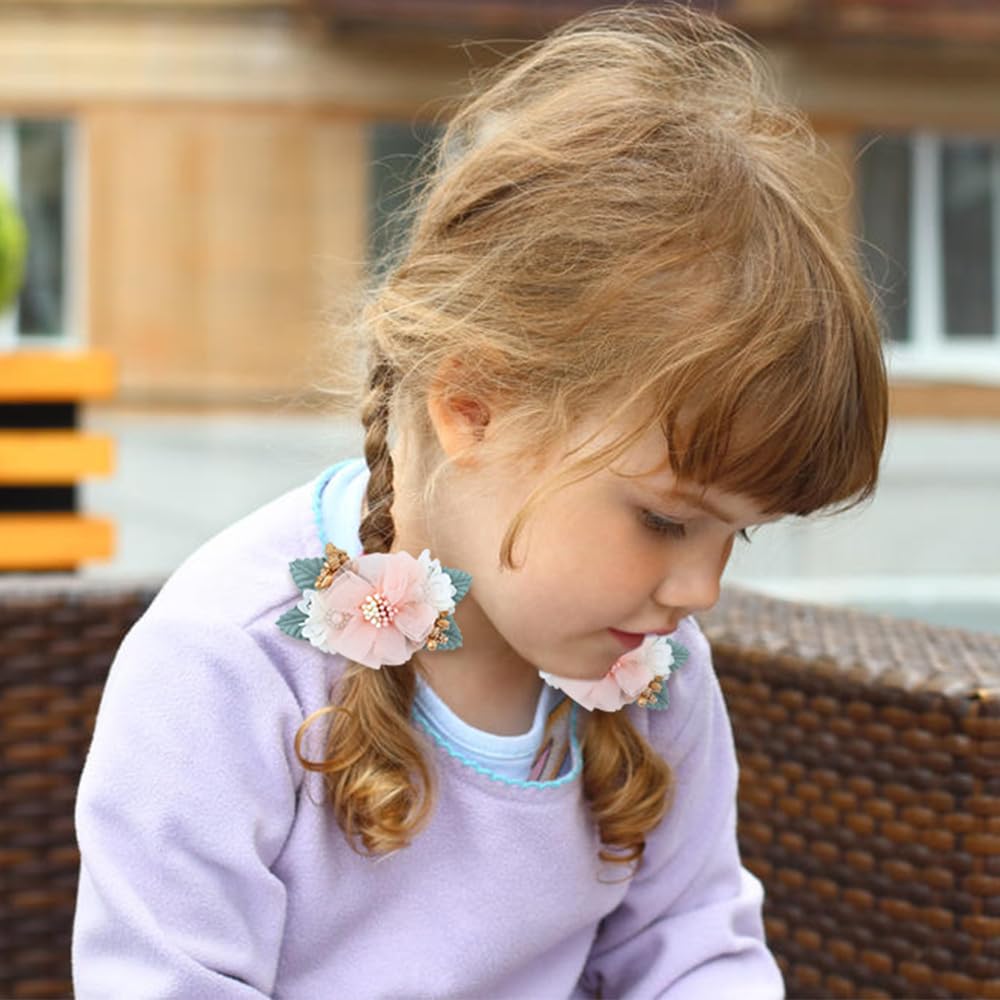 Dizila rhinestone flower hair ties close-up on elastic band
