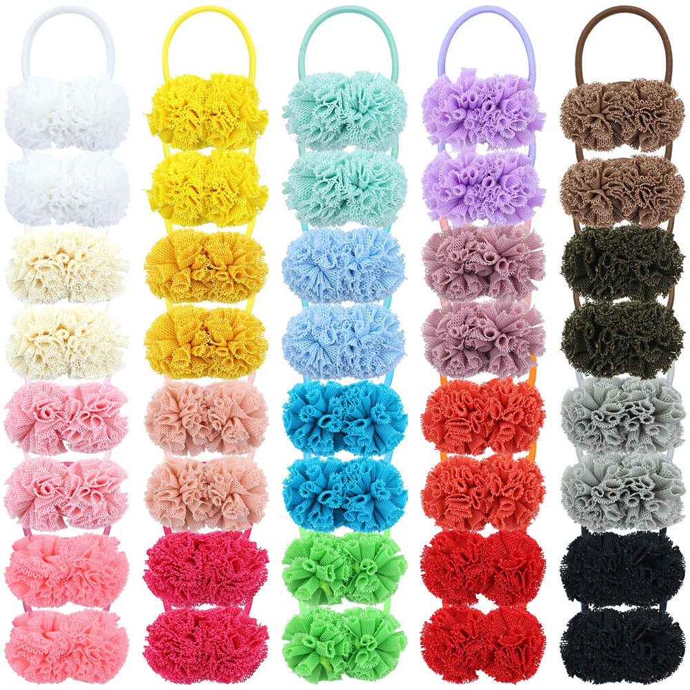 dizila pompoms hair ties closeup two pompoms show secure hold on thin hair