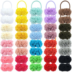 dizila pompoms hair ties closeup two pompoms show secure hold on thin hair