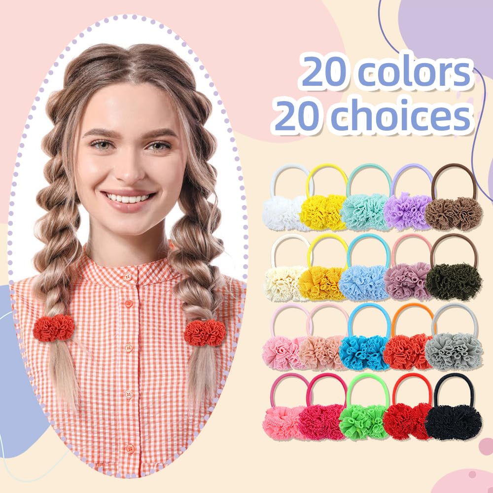 dizila elastic rubber pompom hair ties closeup highlights stretchy comfort