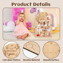 DJianrang dainty wood frame highlights 1st-year size for durable keepsake