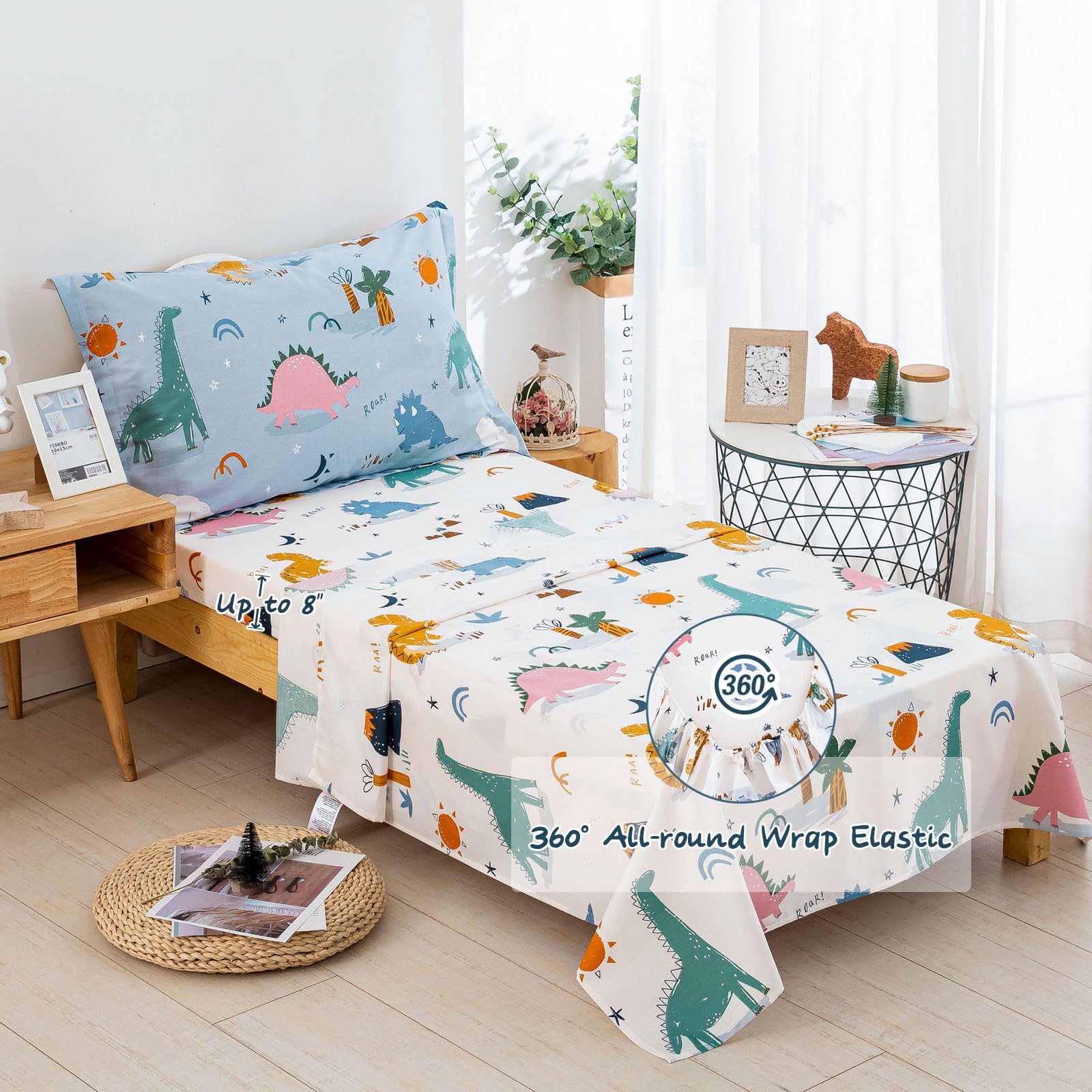 DJY cotton toddler bedding fabric closeup emphasizes soft, breathable material