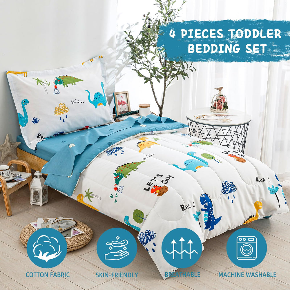 DJY cotton toddler bedding set flat sheet bright print enhances playful bedtime routine