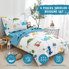 DJY cotton toddler bedding set flat sheet bright print enhances playful bedtime routine