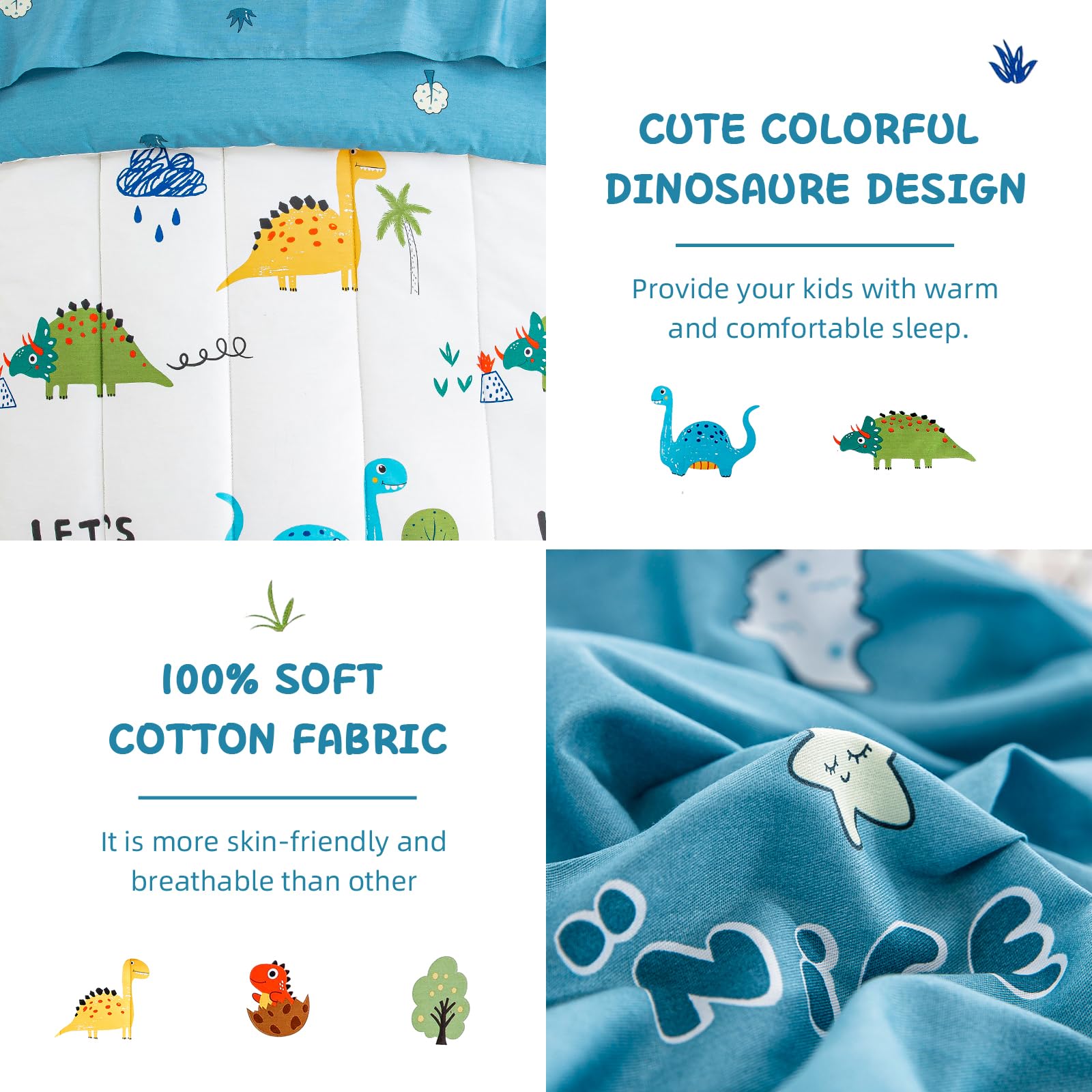 DJY pillowcase with dinosaur pattern adds cheerful accent to sleep space