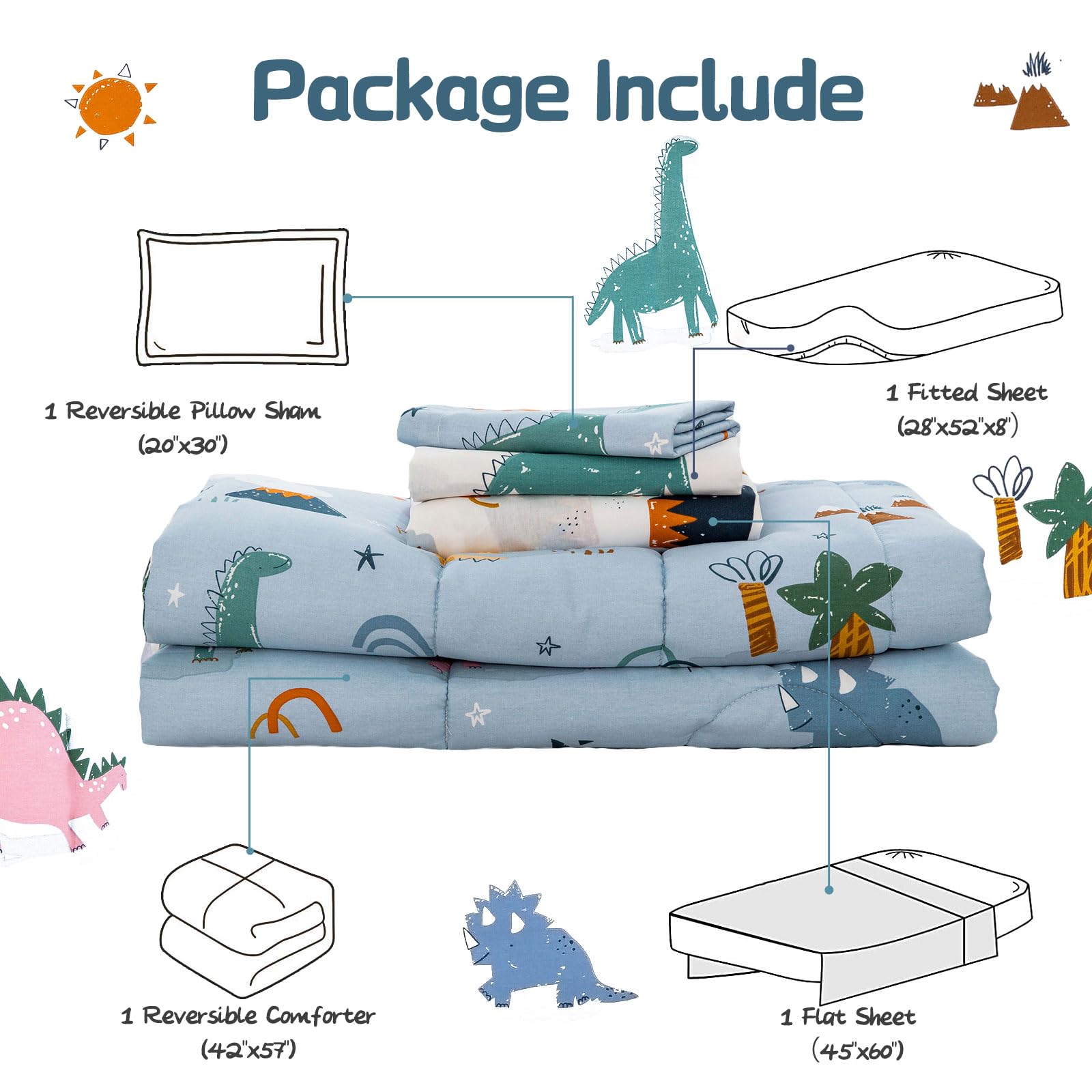 DJY dinosaur-pattern bedding brightens kids' room with easy-care fabric for busy families