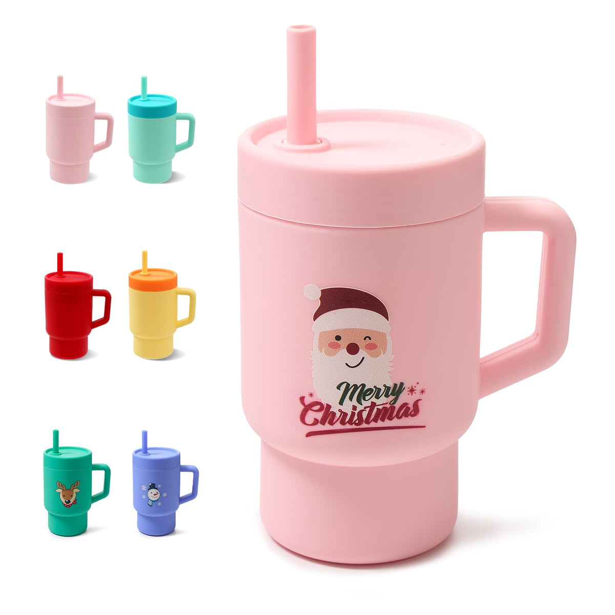 DLOCCOLD silicone-straw-cup-10oz close-up shows spill-proof sipping for kids.