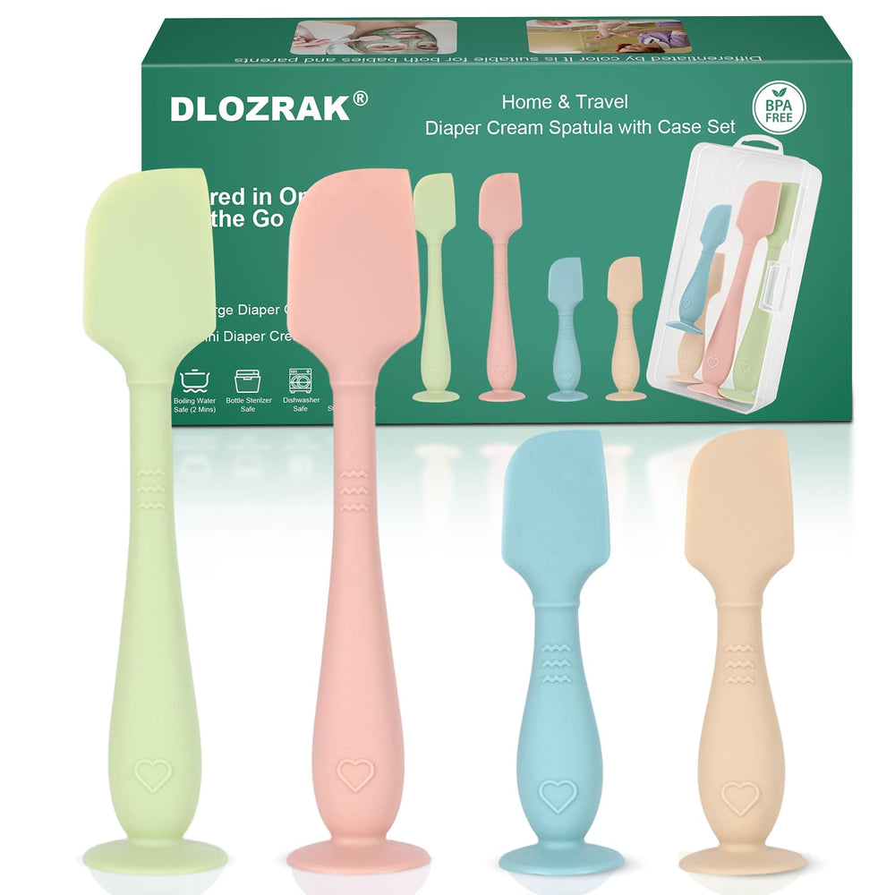 Dlozrak diaper cream spatula four-pack in soft silicone for hygienic, even cream application.