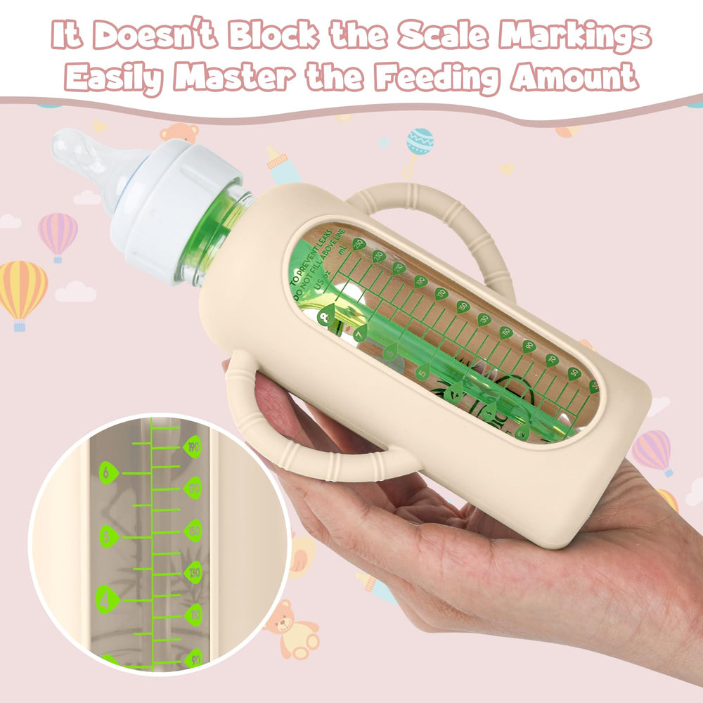 Dlozrak Dr Brown sleeve with handles aids baby’s self-feeding practice.