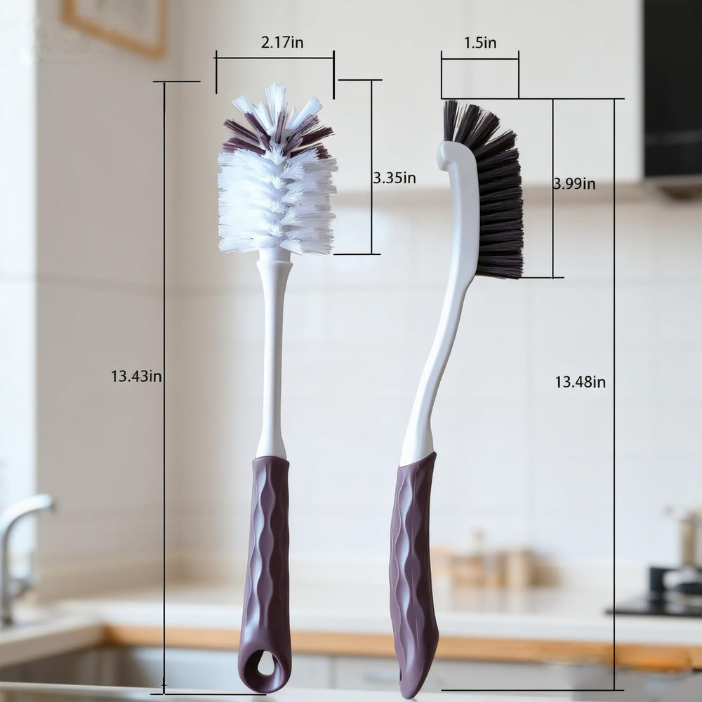 DMBMHMBDF long handle bottle brush set features ergonomic grip for comfortable cleaning.