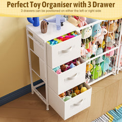 Dmticoasis metal stuffed animal storage drawer closeup shows fabric drawers for tidy sorting.