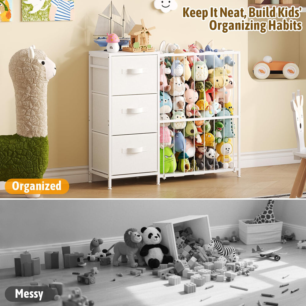 Dmticoasis metal stuffed animal storage filled drawer ready for playtime organization.