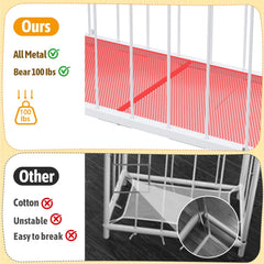 Dmticoasis metal stuffed animal storage frame demonstrates sturdy construction for durability.