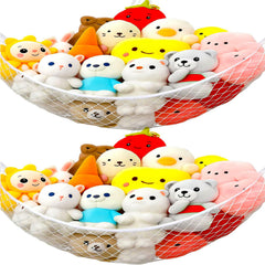 Dntorx stuffed animal hammock installed in a corner for spacious toy storage.