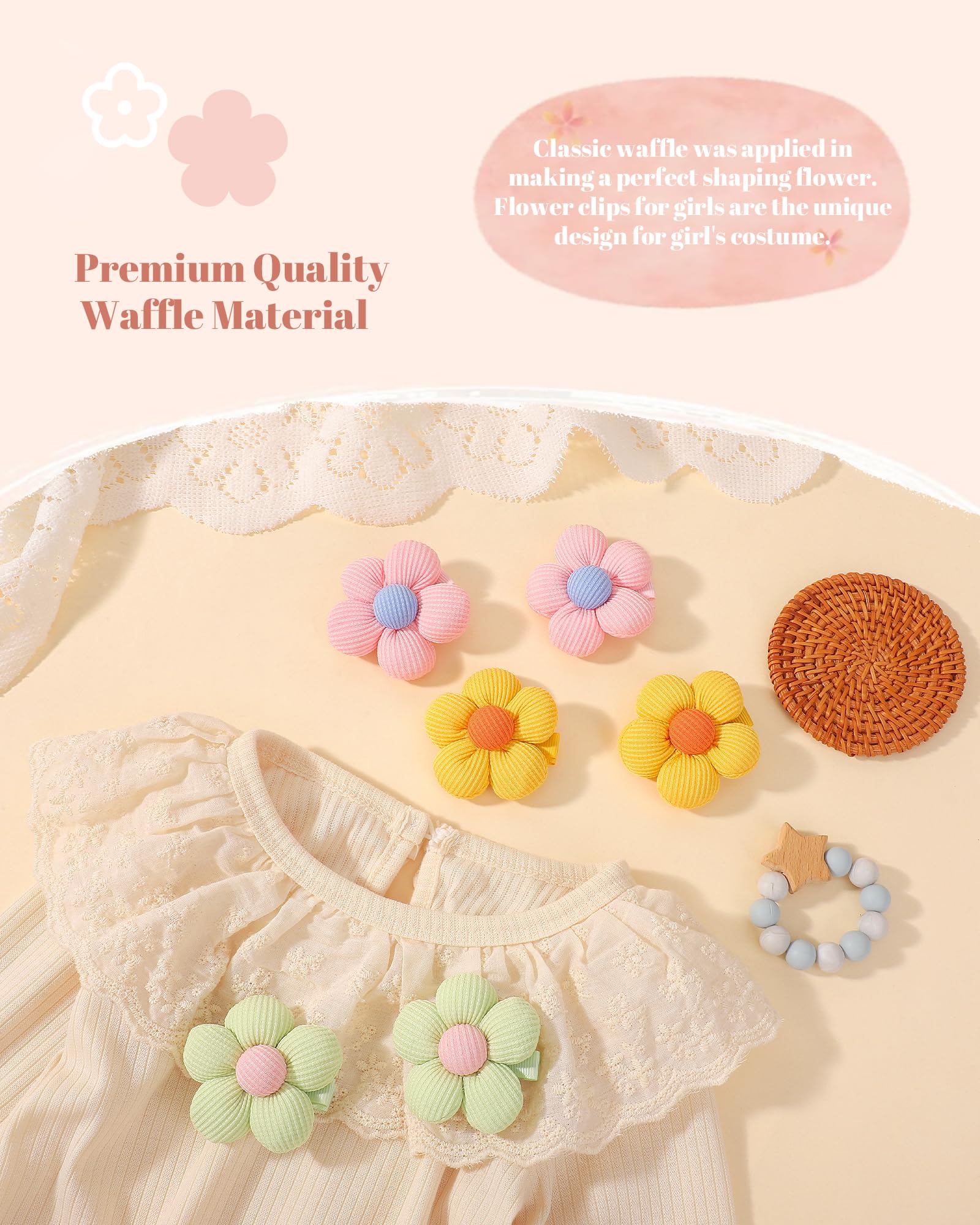 Doboi 14pcs flower bows set in bright colors for versatile daily wear