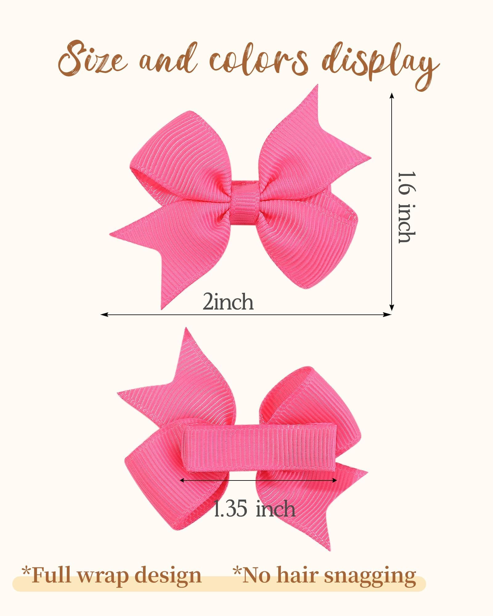 doboi 2inch baby hair bows clip closeup showing secure alligator clip