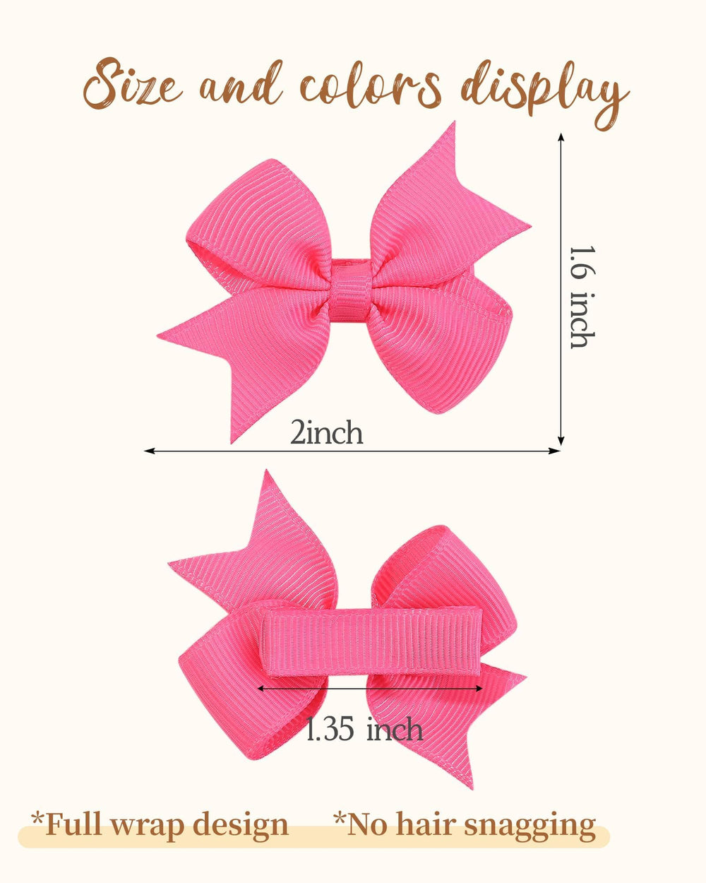 doboi 2inch baby hair bows clip closeup showing secure alligator clip