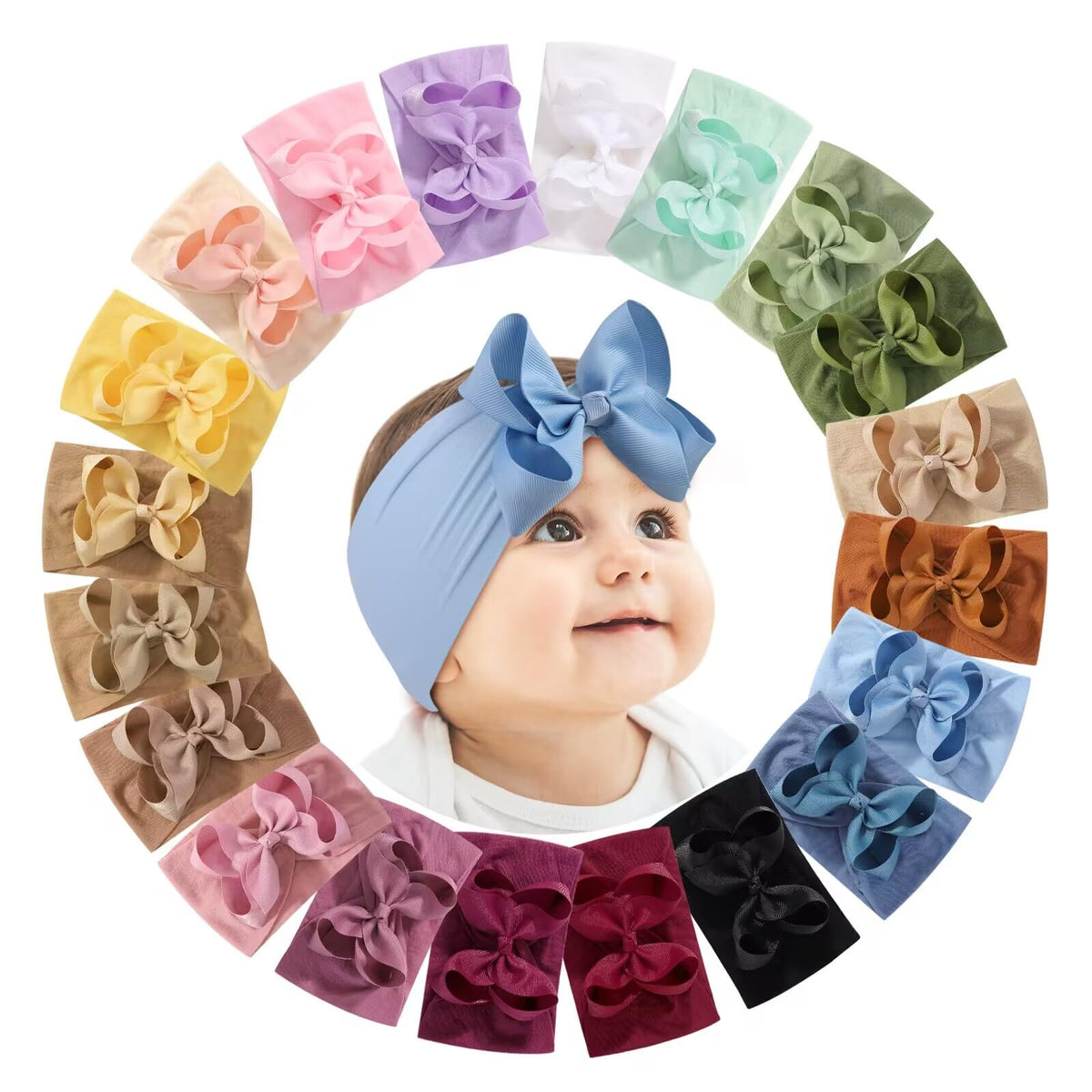 doboi 4inch headband bow pink on baby girl provides soft daily comfort.