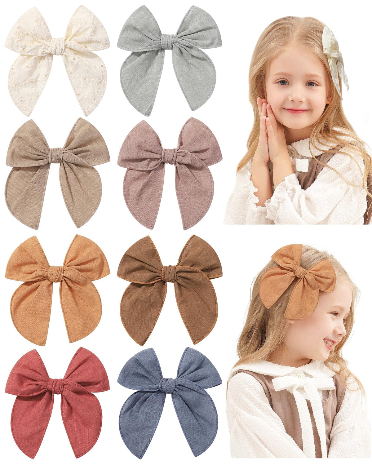 Doboi 8pc baby hair bows colors elevate everyday outfits