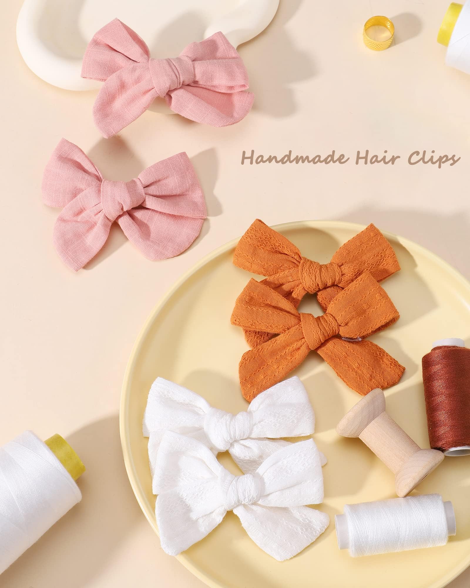 doboi 3-6in linen hair bows ideal for daily ponytails or braids.