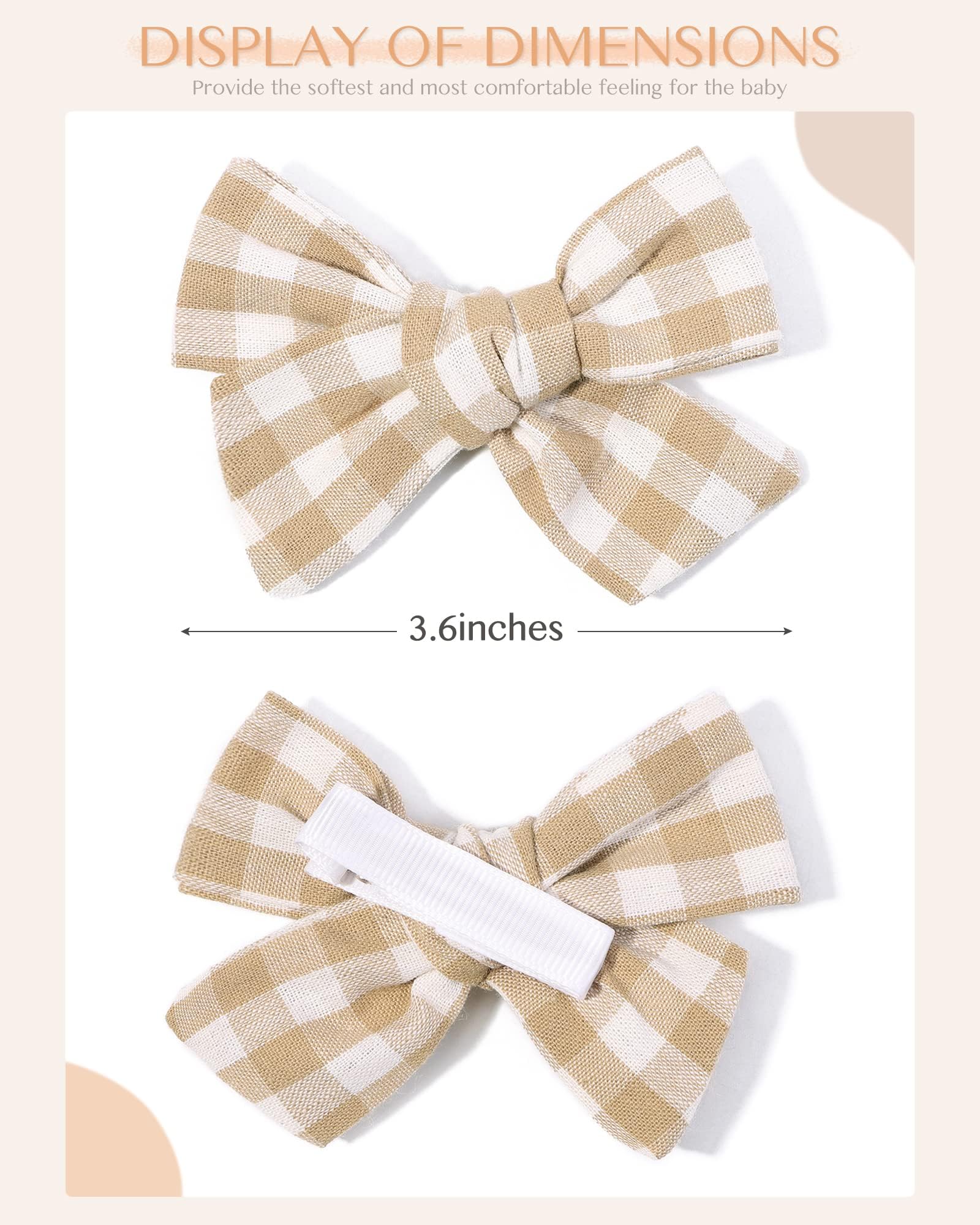 doboi linen bow set 3-6in non-slip clip keeps hair in place during play.