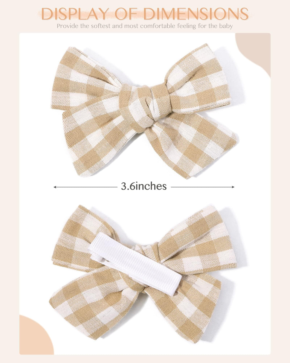 doboi linen bow set 3-6in non-slip clip keeps hair in place during play.