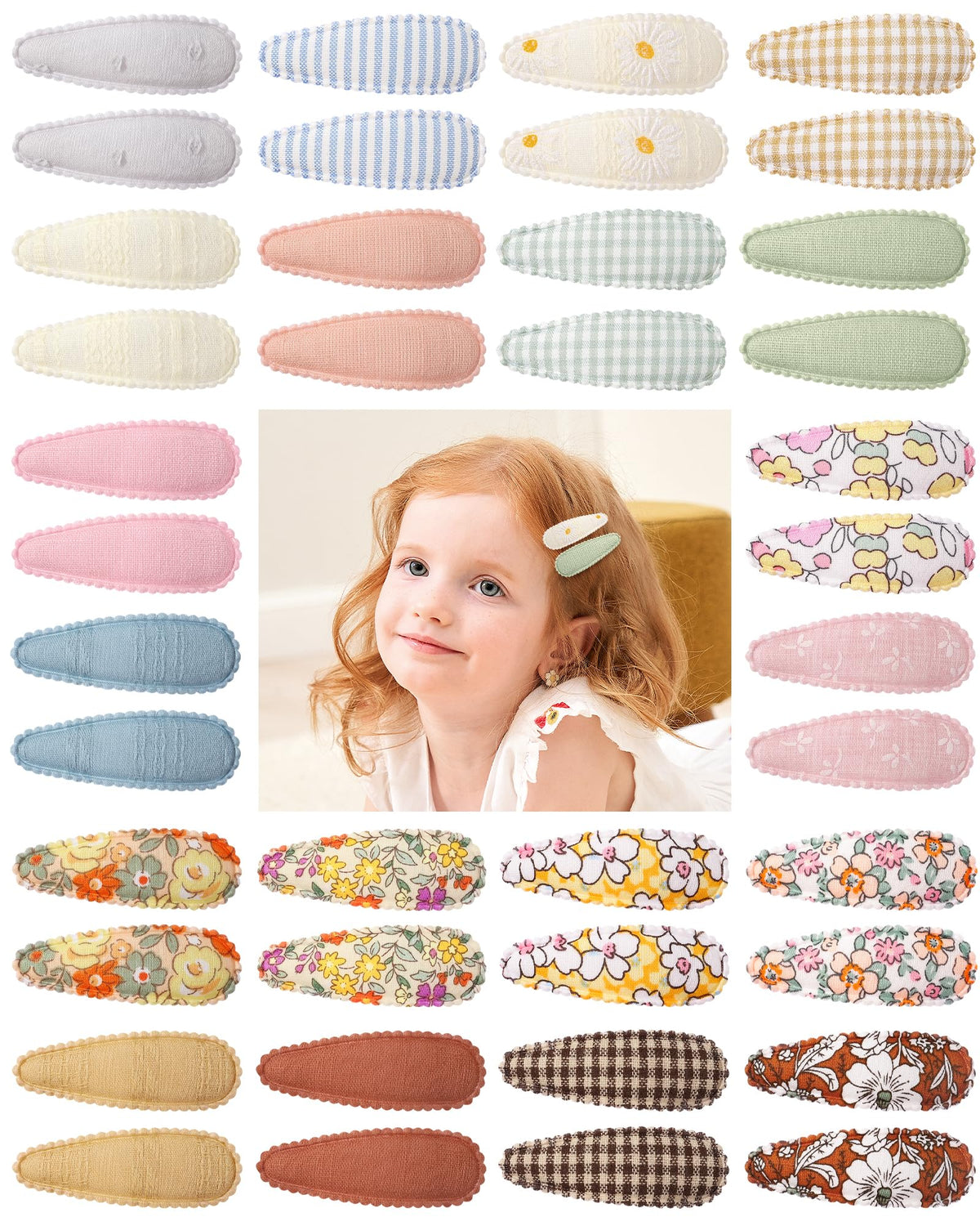 Doboi floral print baby hair clip keeps hair in place during play.