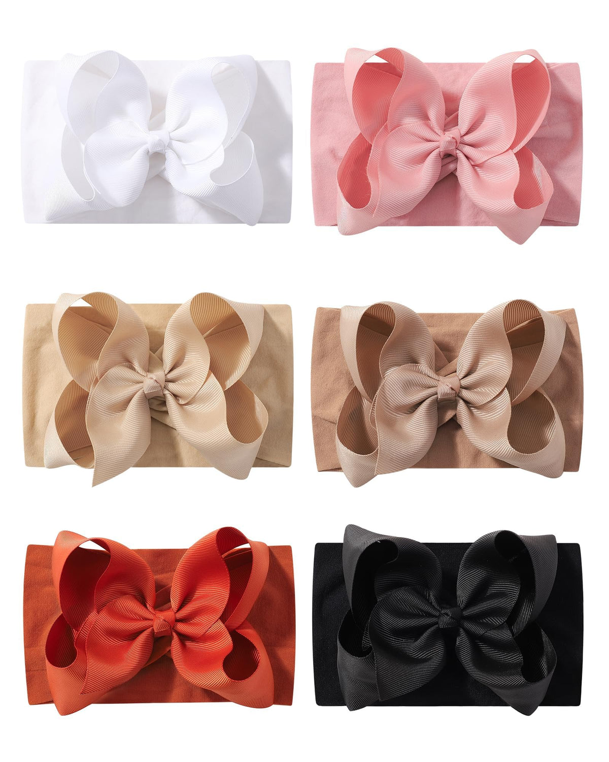 doboi baby headbands set featuring soft nylon and ribbon bows for comfortable daily wear.
