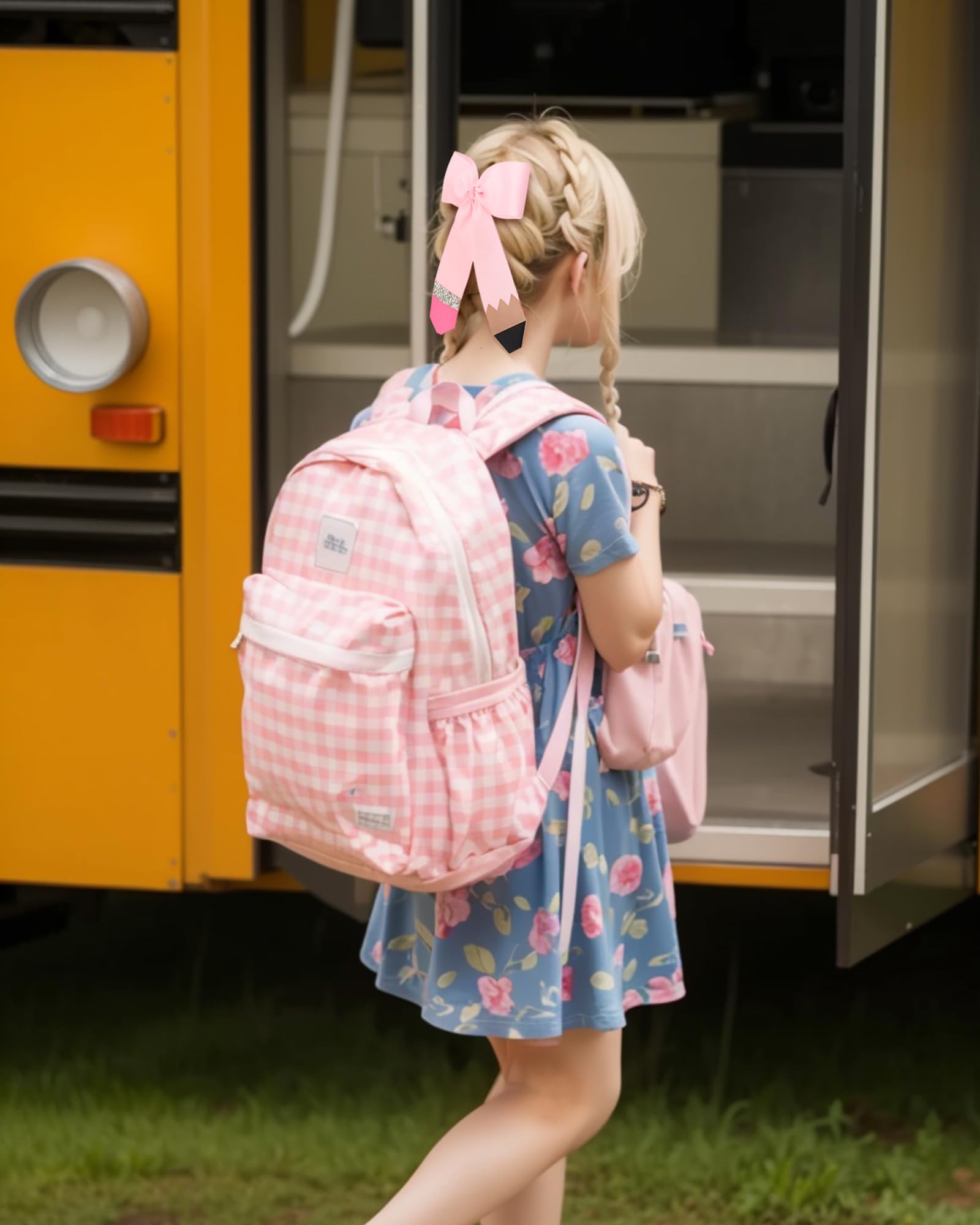 doboi back-to-school hair bows in pink for a tidy look
