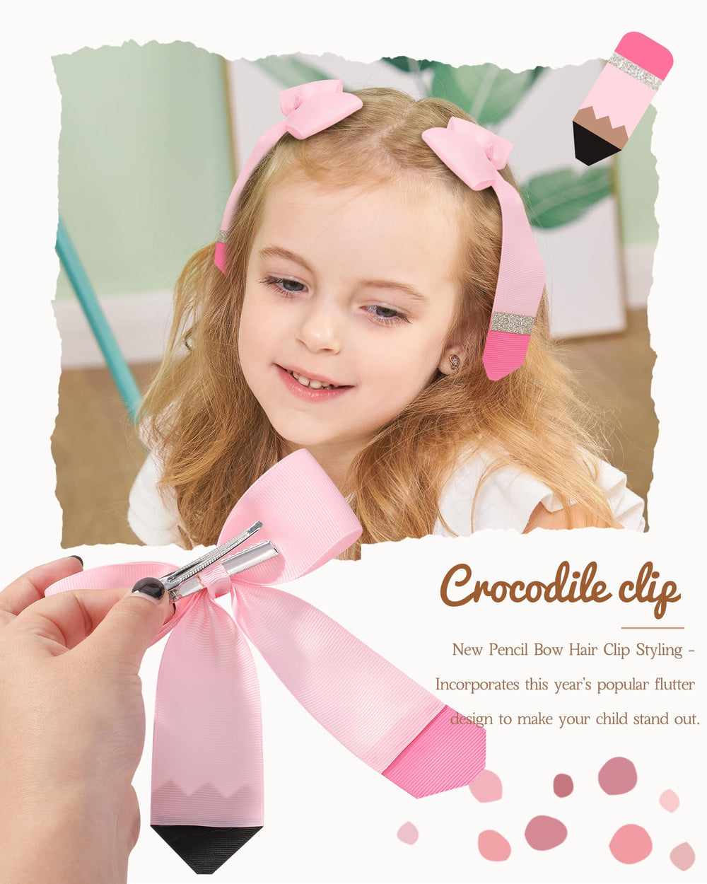 doboi 4-5 inch pink bow pair on-the-go style for kids