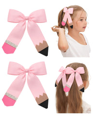 doboi pink pencil head bow left eraser detail for playful school-ready hairstyle