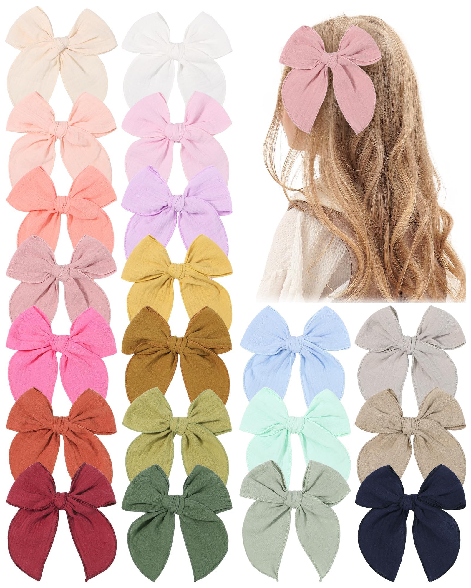 Doboi muslin gauze baby bow with long tail and secure clip