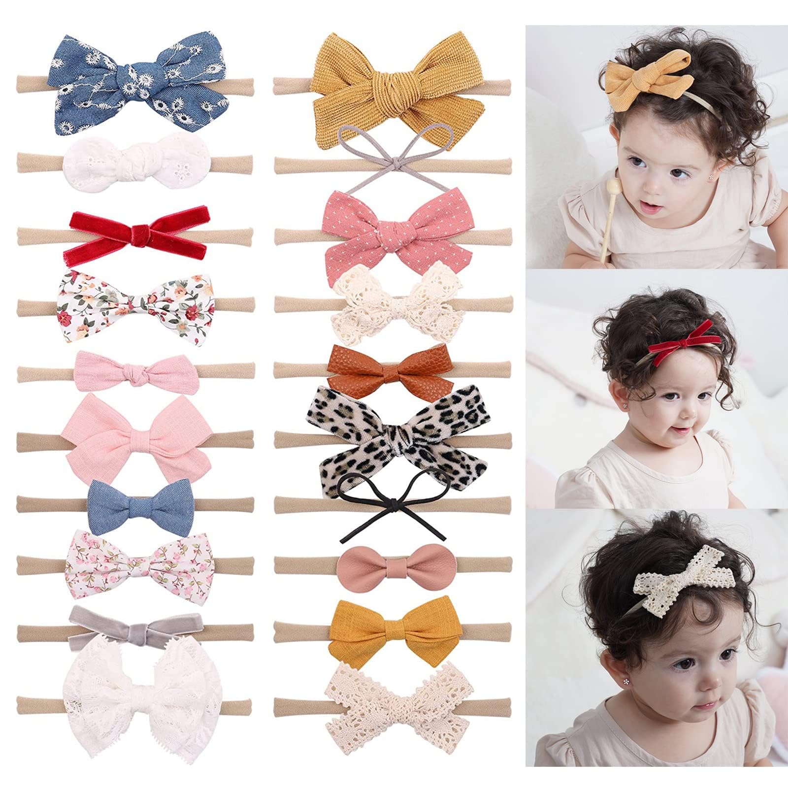 Doboi soft nylon headbands with secure bows for newborn comfort and fit.