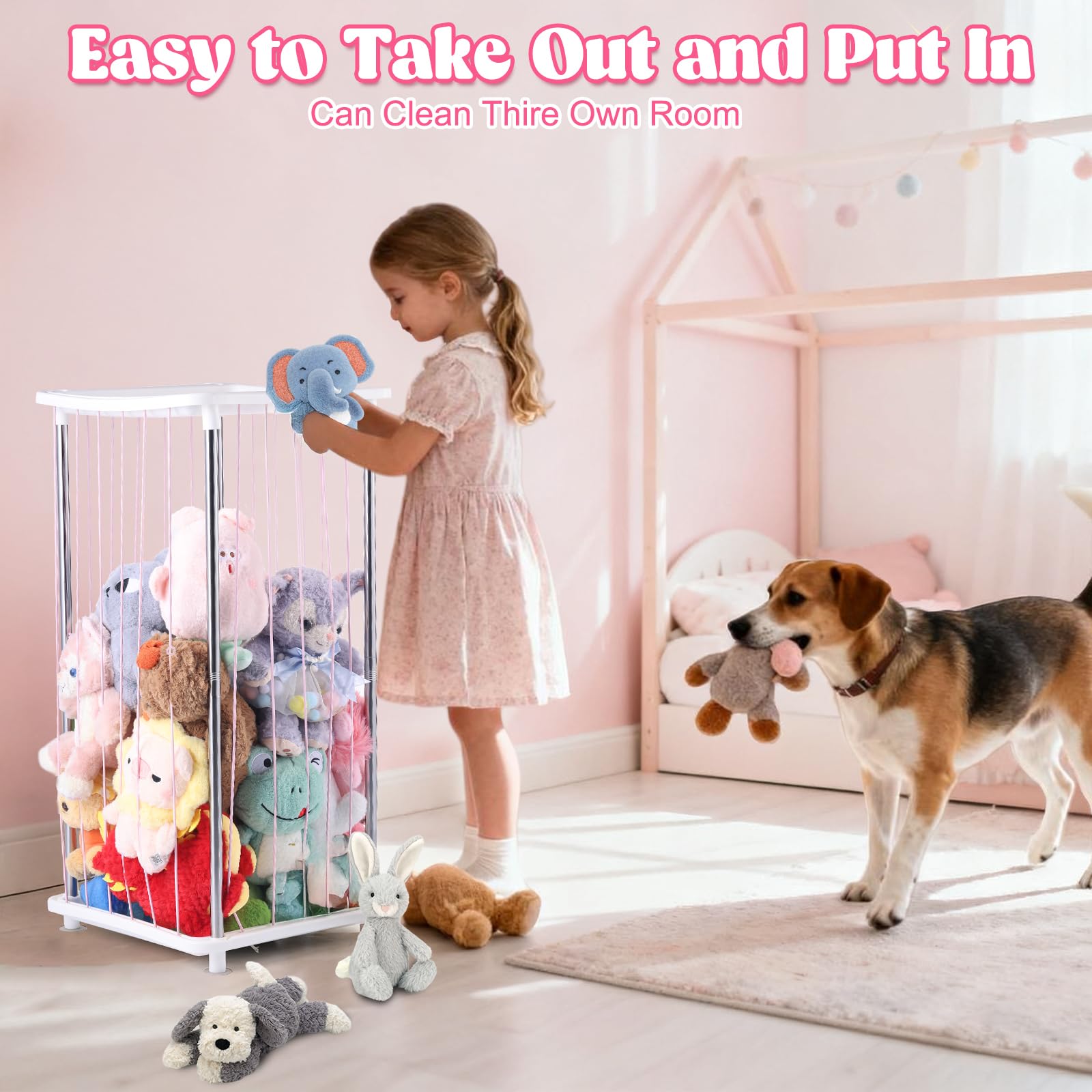 DOCEPERT stuffed animal storage zoo corner-fit design shows space-saving setup for playrooms