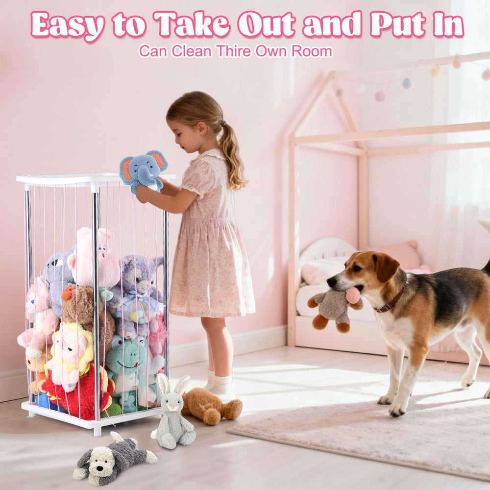 DOCEPERT stuffed animal storage zoo corner-fit design shows space-saving setup for playrooms