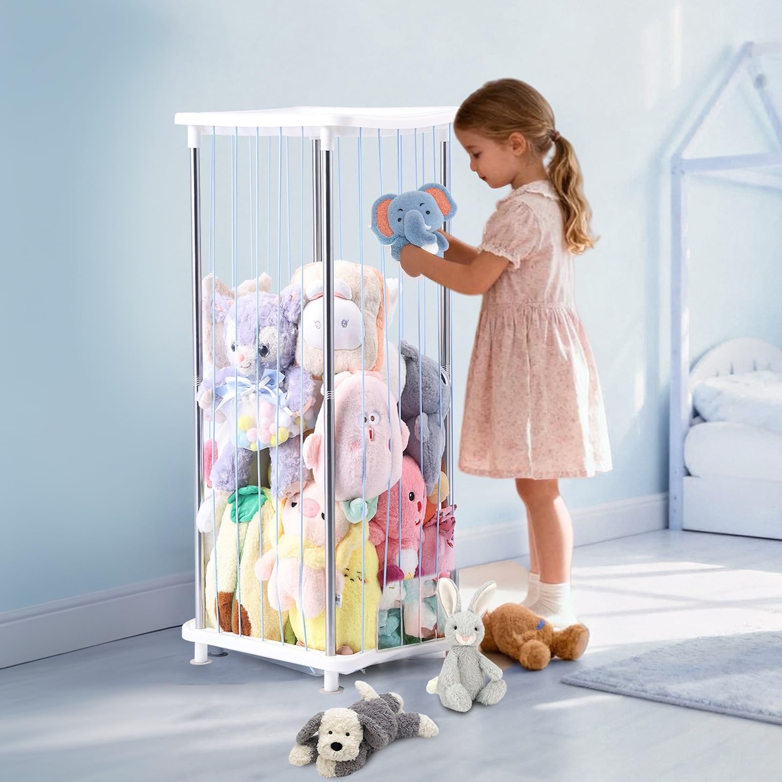 DOCEPERT blue zoo rack in a playroom looks tidy and kid friendly