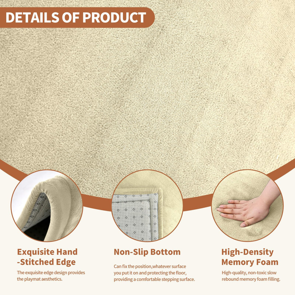 DoCred 60x60 inch square mat provides large safe space for crawl and tummy time.