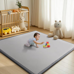 DoCred baby play mat floor view highlights memory foam padding for cushioned playtime