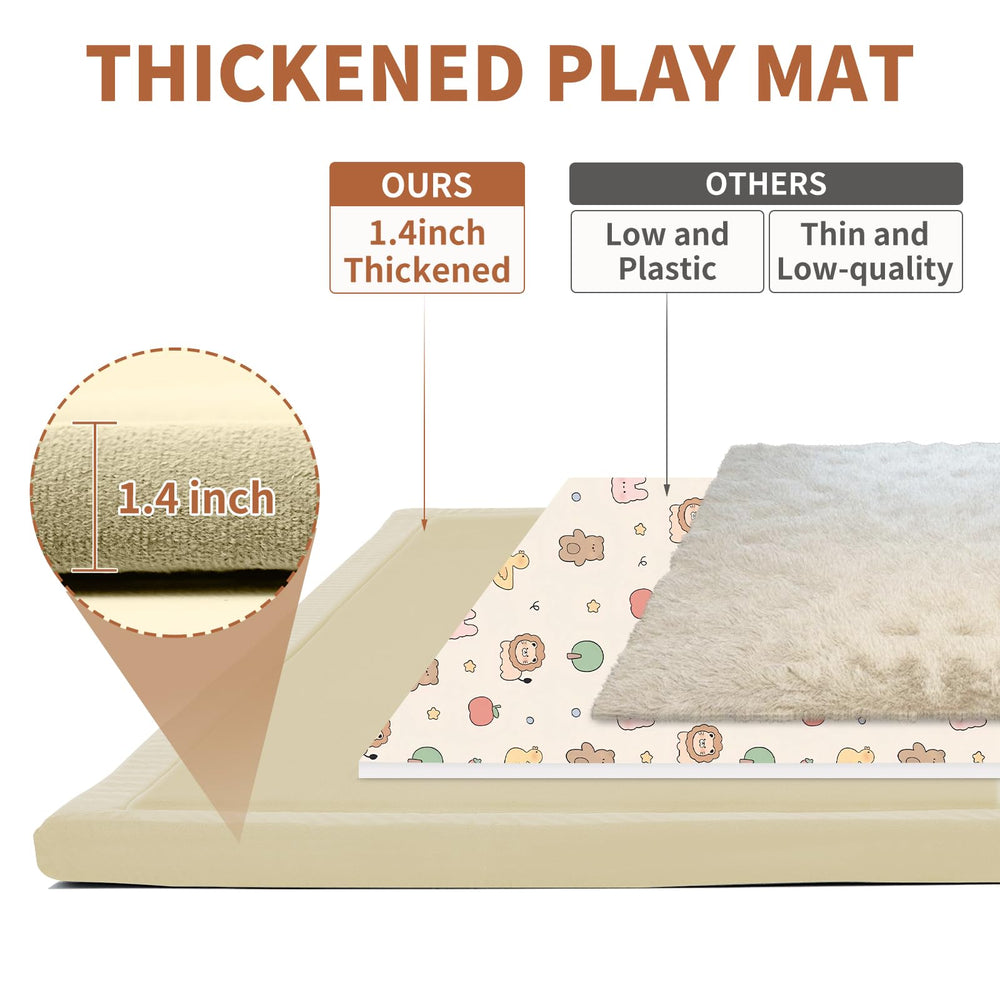 DoCred play mat 1.4-inch thickness highlight memory foam support for comfortable playtime.
