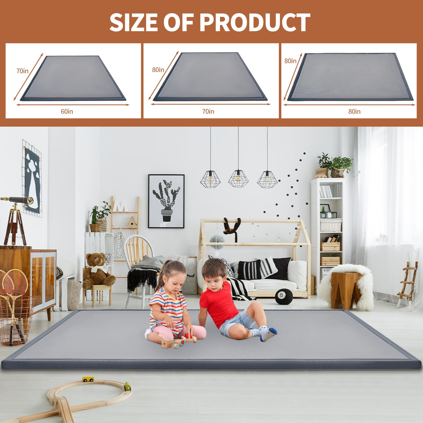 DoCred large padded crawling mat shown rolled and unrolled for versatile use
