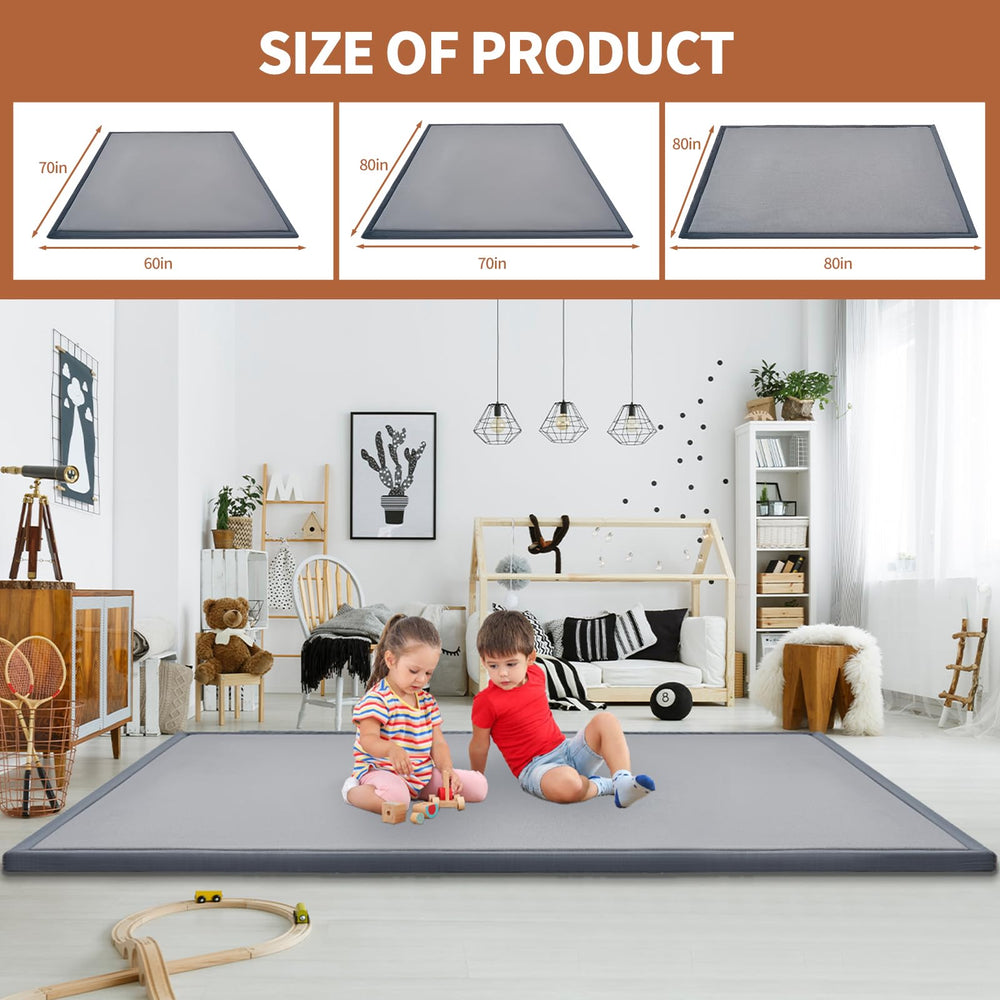 DoCred large padded crawling mat shown rolled and unrolled for versatile use