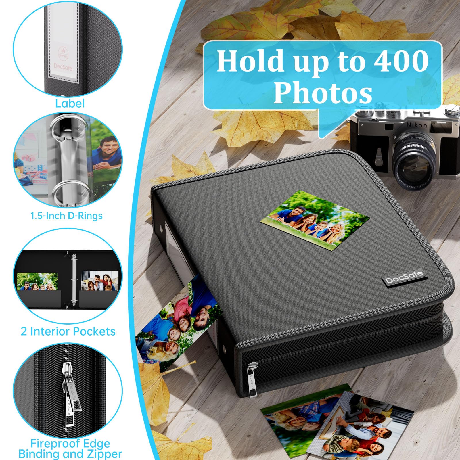 DocSafe 100 sheets inside view highlights extensive space for family memories.