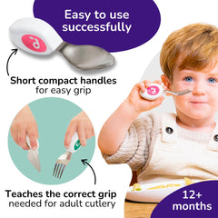 doddl toddler knife - blunt edge promotes safe self-feeding with control.