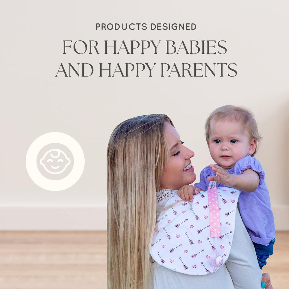 Large 19x9 inch burp cloths cover chest and shoulders for feeding moments.